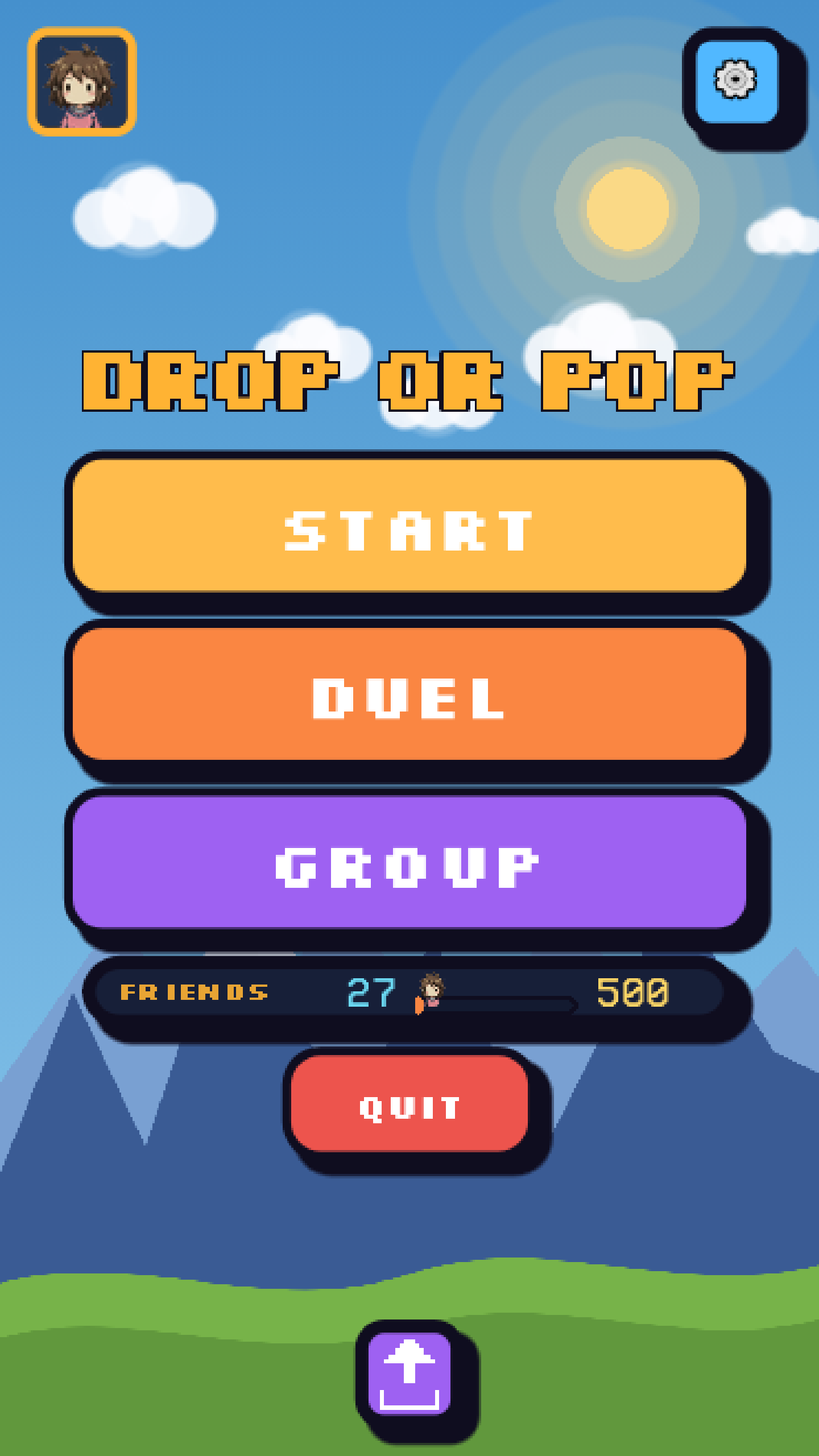 Drop Or Pop main menu